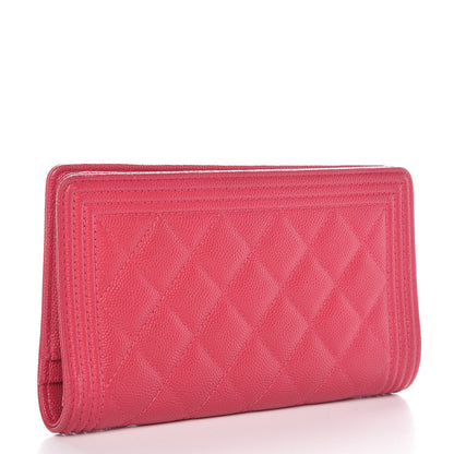 Chanel Caviar Quilted Boy Yen Wallet Fuchsia 3 of 14