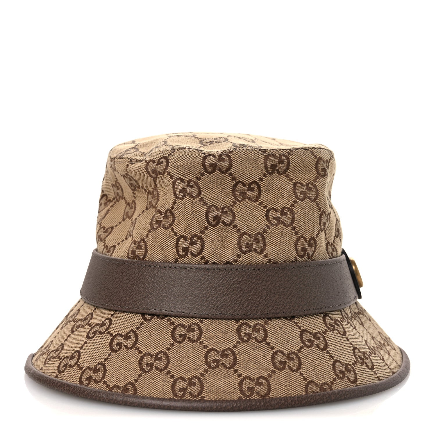 Gucci Monogram Textured Dollar Calfskin GG Jago Bucket Hat S Cacao Beige 5 of 11