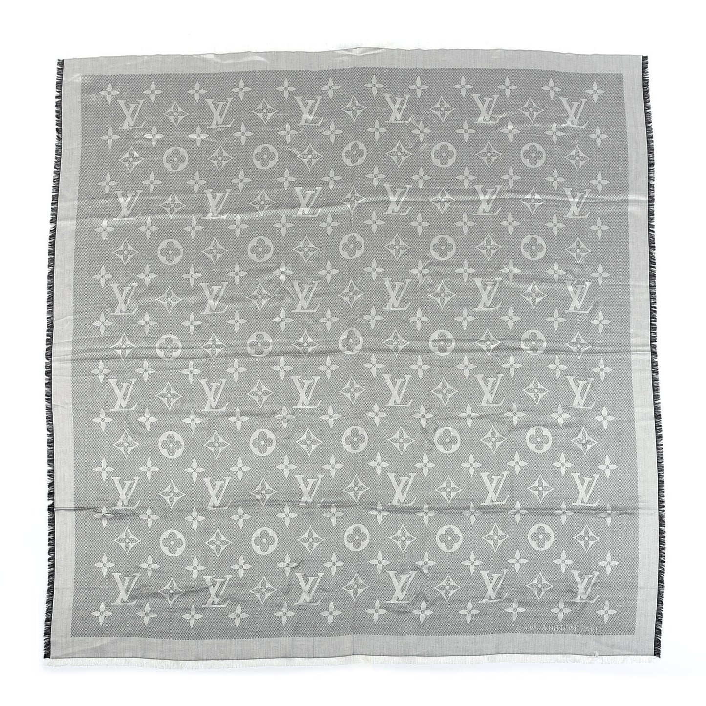 Silk Wool Beyond Monogram Shawl Silver