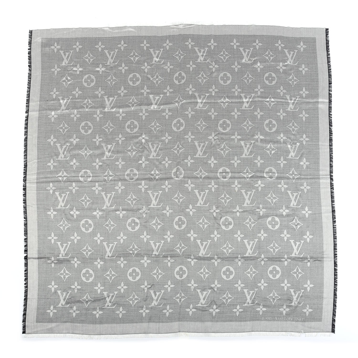 Louis Vuitton Silk Wool Beyond Monogram Shawl Silver 1 of 4