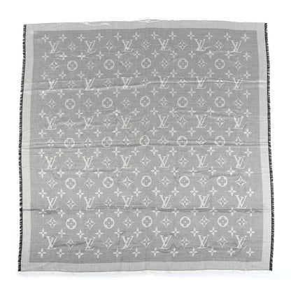 Louis Vuitton Silk Wool Beyond Monogram Shawl Silver 1 of 4