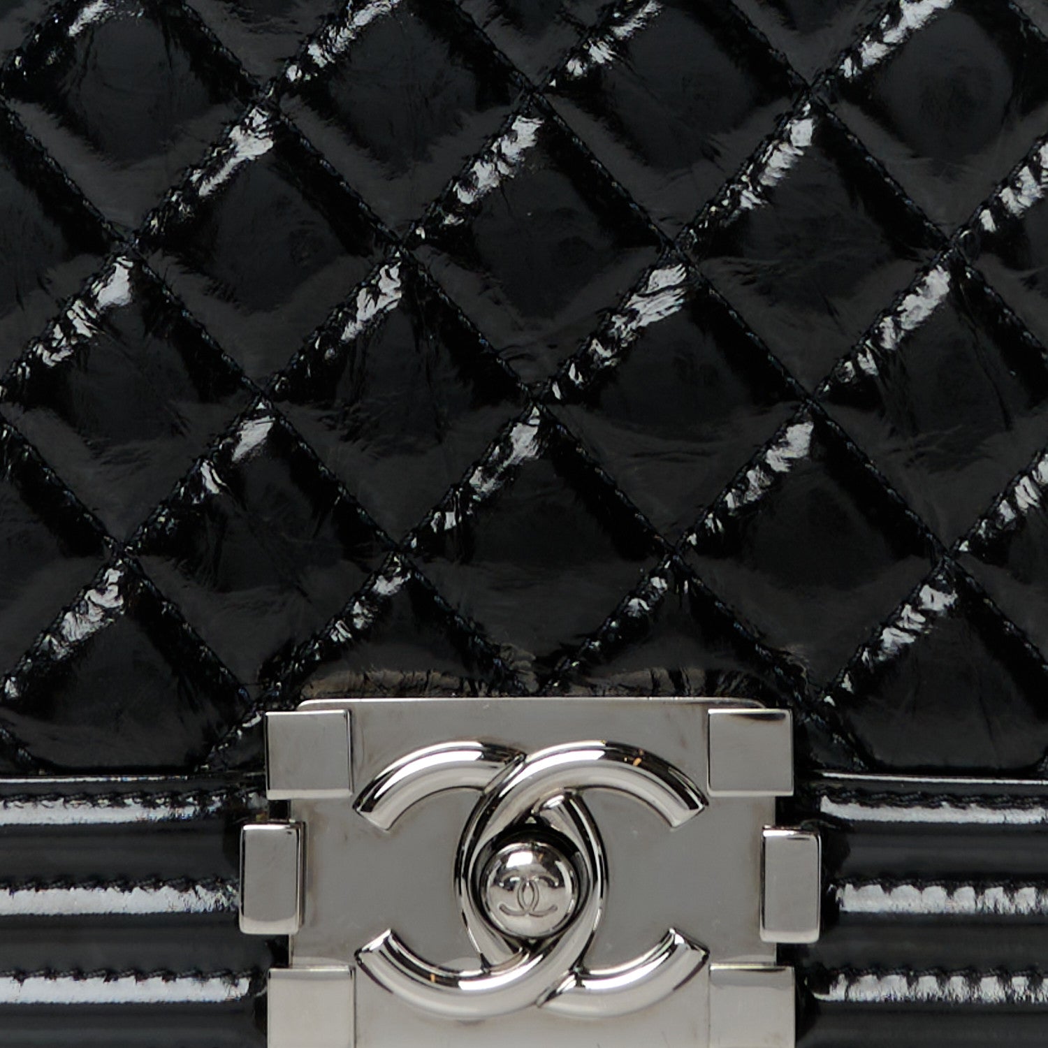 Chanel Distressed Patent Quilted Medium Boy Flap Black 8 of 10