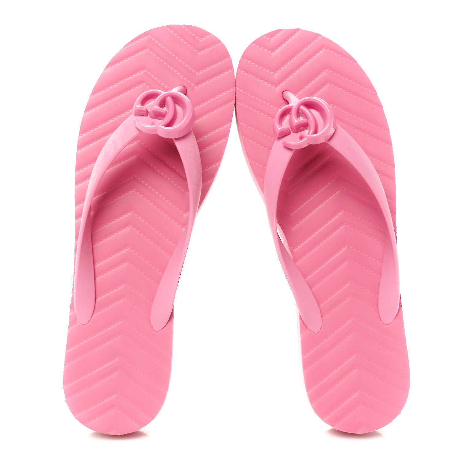 Gucci Rubber Chevron Womens GG Thong Sandals 41 Pink Tropical Flower 4 of 20