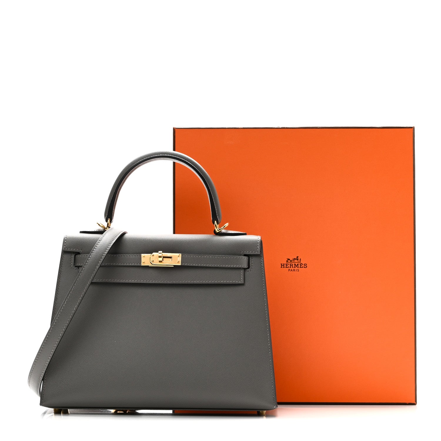 Hermes Madame Calfskin Kelly Sellier 25 Gris Meyer 11 of 11