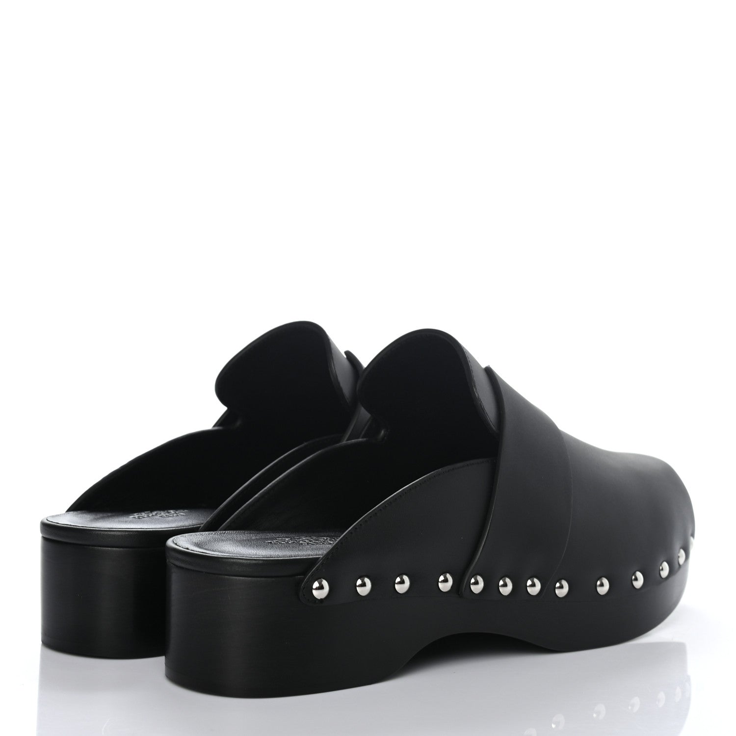 Hermes Calfskin Calya Mules 38 Black 4 of 8