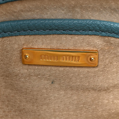 Miu Miu Goatskin Madras Shopping Tote Azzurro 6 of 17