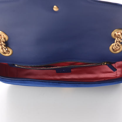 Gucci Velvet Matelasse Medium GG Marmont Shoulder Bag Cobalt Blue 5 of 9