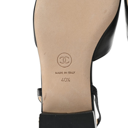 Chanel Goatskin Grosgrain Cap Toe CC Slingback Sandals 40.5 Black 6 of 8