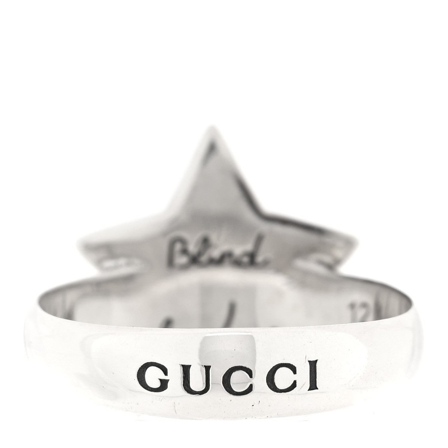 Gucci Sterling Silver Blind for Love Star Cat Ring 51 5.75 3 of 6