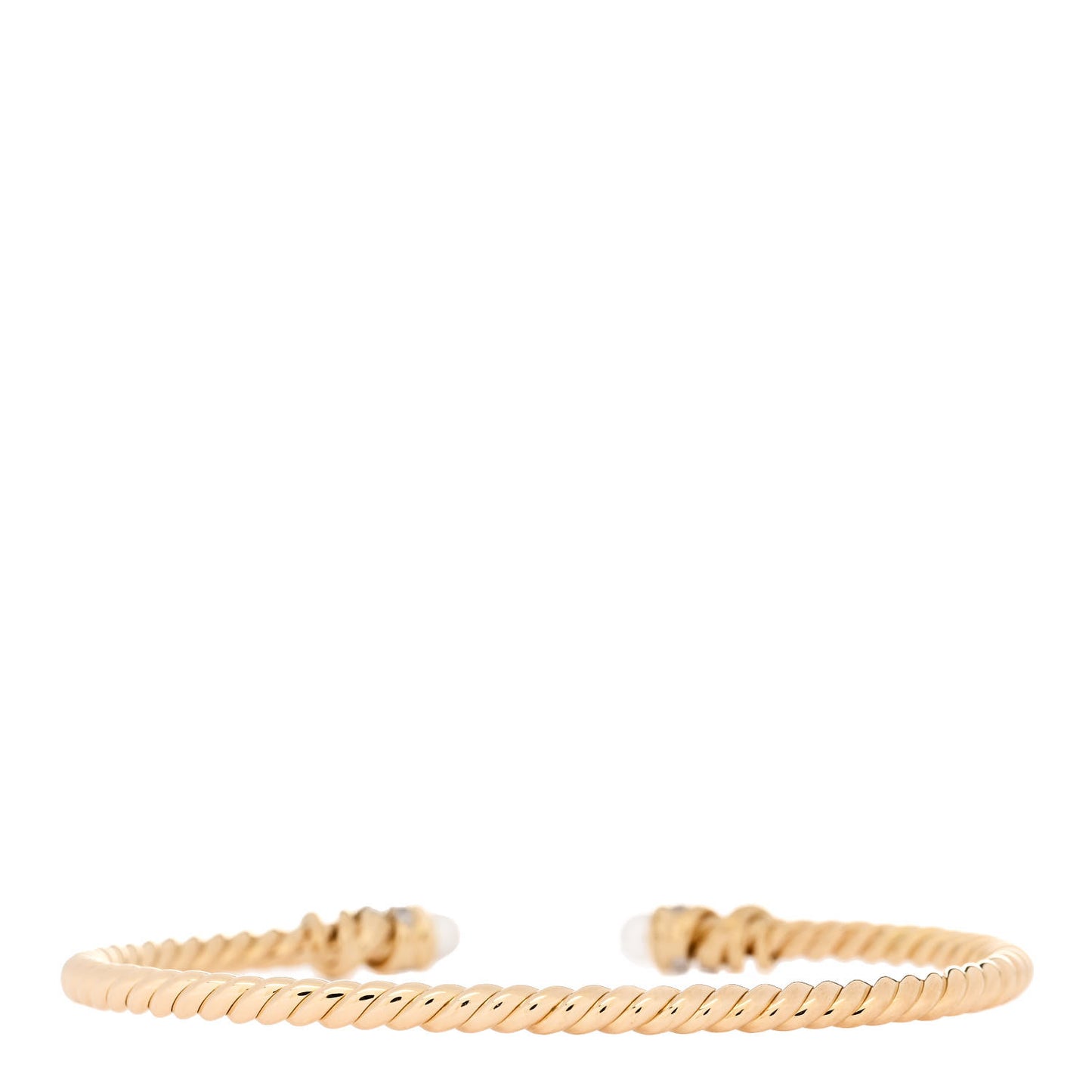 18K Yellow Gold Diamond Pearl 3mm Helena Cuff Bracelet