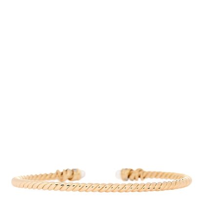 David Yurman 18K Yellow Gold Diamond Pearl 3mm Helena Cuff Bracelet 2 of 3