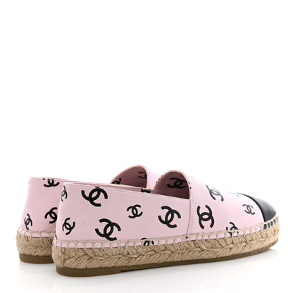 Chanel Lambskin Printed CC Espadrilles 37 Light Pink Black 4 of 11