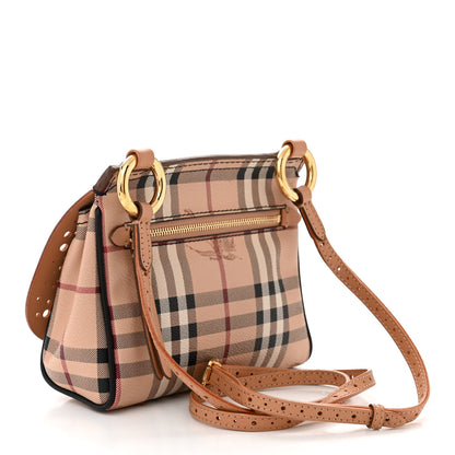 Burberry Perforated Calfskin Haymarket Check Baby Bridle Crossbody Pale Clementine 3 of 11