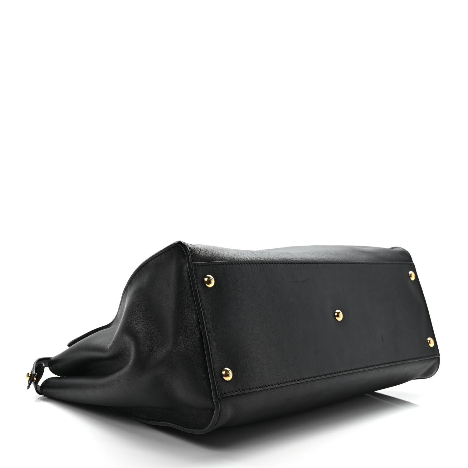Fendi Vitello Seta Shiny Nappa Large Peekaboo Iconic Satchel Black 4 of 10
