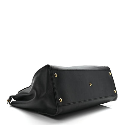 Fendi Vitello Seta Shiny Nappa Large Peekaboo Iconic Satchel Black 4 of 10