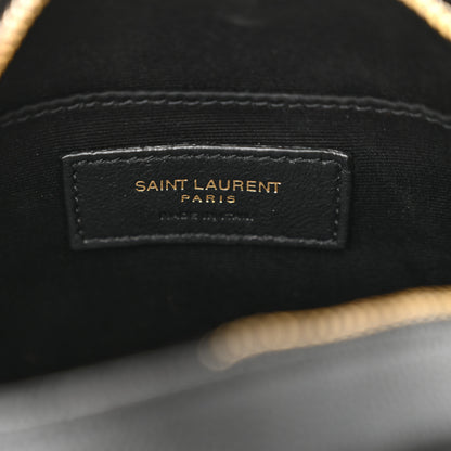 Saint Laurent Grain De Poudre Matelasse Chevron Quilted Round Vinyle Camera Bag Black 6 of 11