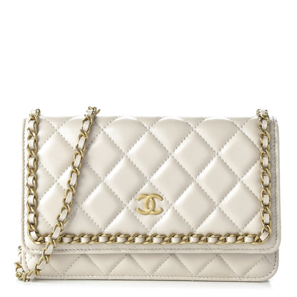 Chanel Lambskin Quilted Chain Around Wallet On Chain WOC White 1 of 10