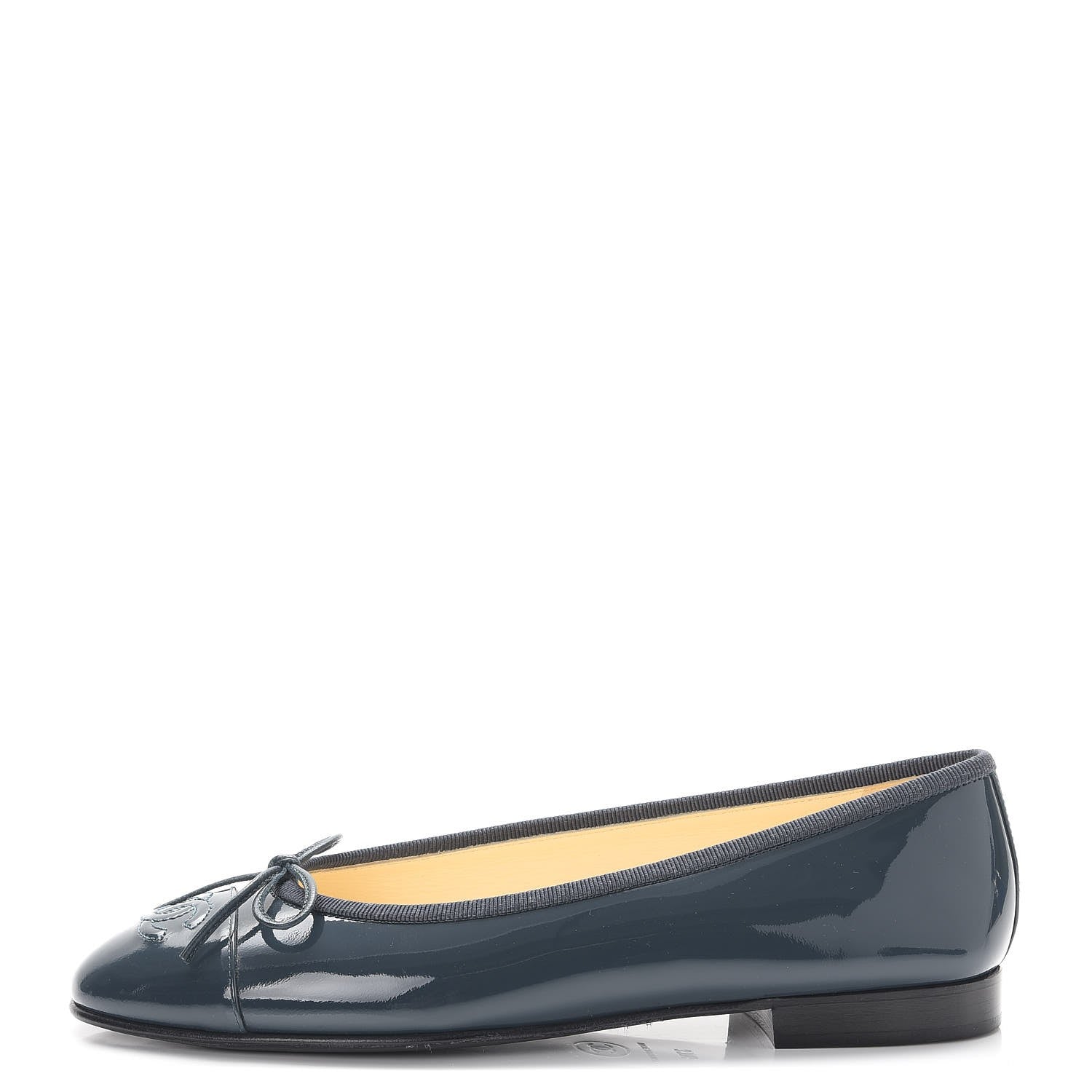 Chanel Patent CC Cap Toe Ballerina Flats 37.5 Dark Blue 1 of 10
