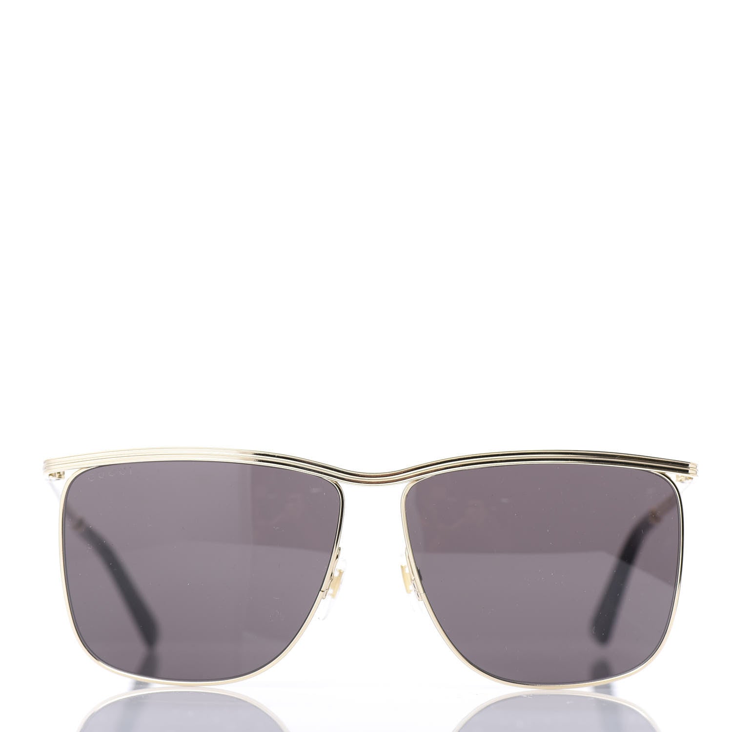 Gucci Metal Square Frame Sunglasses GG0817S Gold Grey 2 of 8