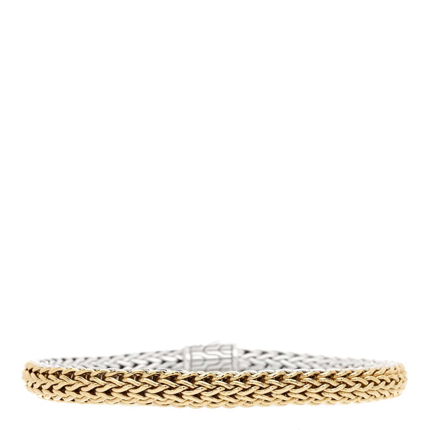 John Hardy Sterling Silver 18K Yellow Gold Diamond 6.5mm Classic Chain Reversible Bracelet 2 of 5