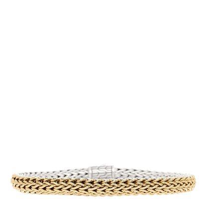 John Hardy Sterling Silver 18K Yellow Gold Diamond 6.5mm Classic Chain Reversible Bracelet 2 of 5