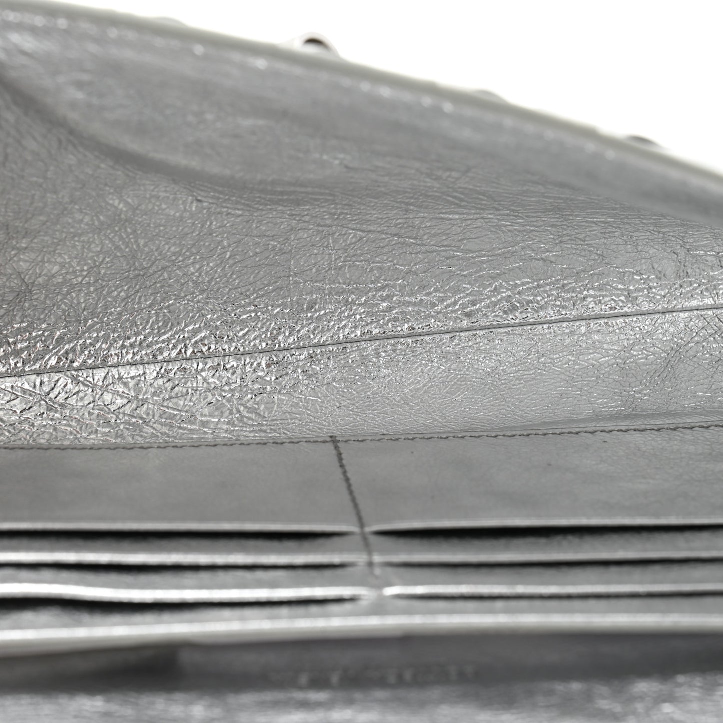 Metallic Nappa Intrecciato Long Andiamo Top Handle Silver