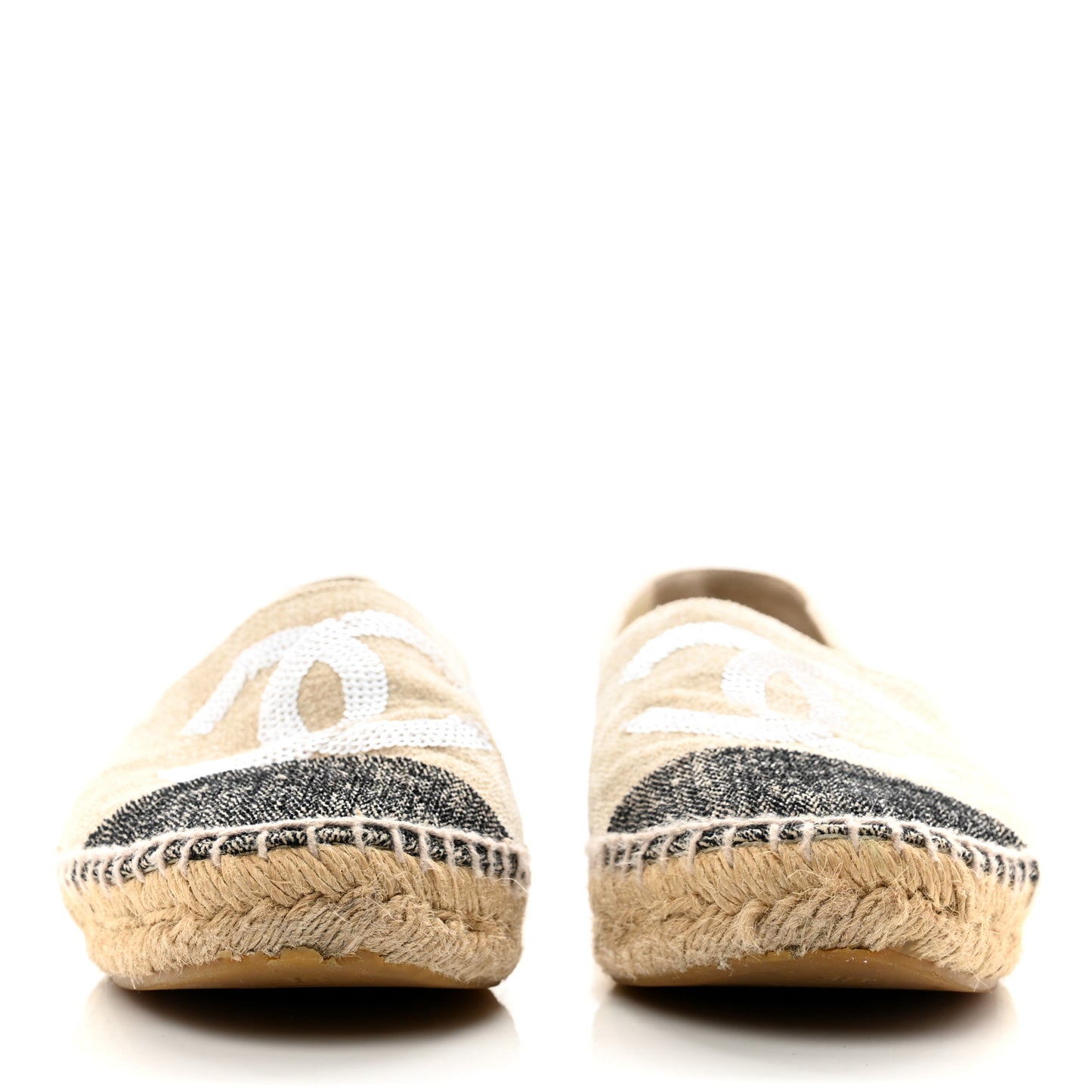 Toile Sequin CC Espadrilles 38 Beige Black