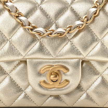 Chanel Metallic Lambskin Quilted Mini Rectangular Flap Gold 7 of 10