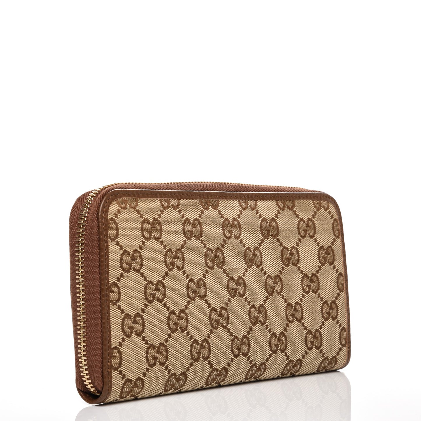 Monogram Dollar Calfskin Zip Around Wallet Beige Ebony Tabacco