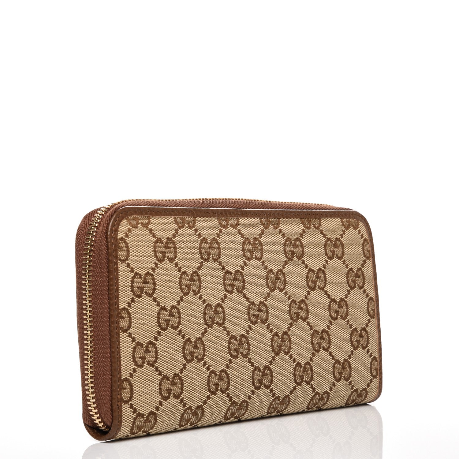 Gucci Monogram Dollar Calfskin Zip Around Wallet Beige Ebony Tabacco 3 of 6