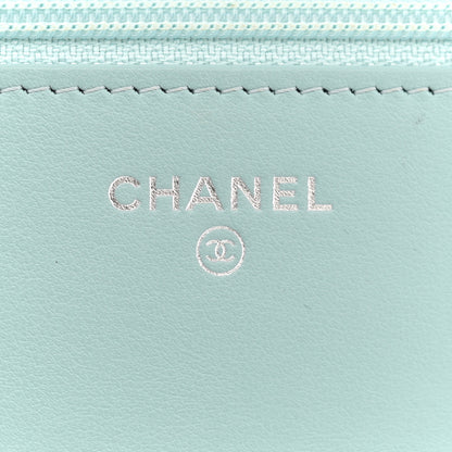 Chanel Aged Calfskin Quilted Gabrielle Wallet On Chain WOC Light Blue 6 of 12