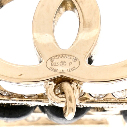 Chanel Crystal Lambskin Chain CC No 5 Drop Earrings Gold Black 4 of 5