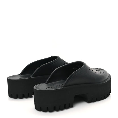 Gucci Rubber GG Monogram Perforated Elea Platform 55mm Lug Sole Sandals 39 Black 4 of 9