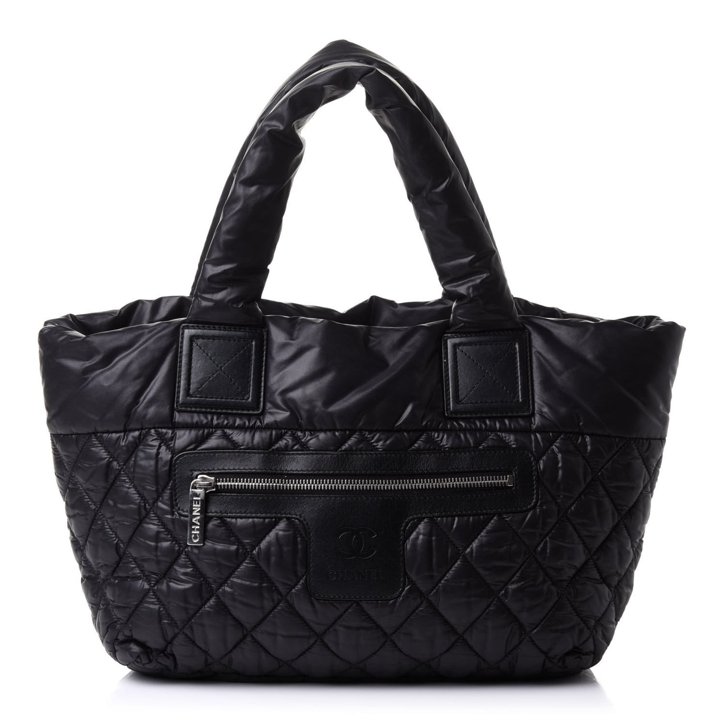 Nylon Quilted Coco Cocoon Medium Reversible Tote Black Red