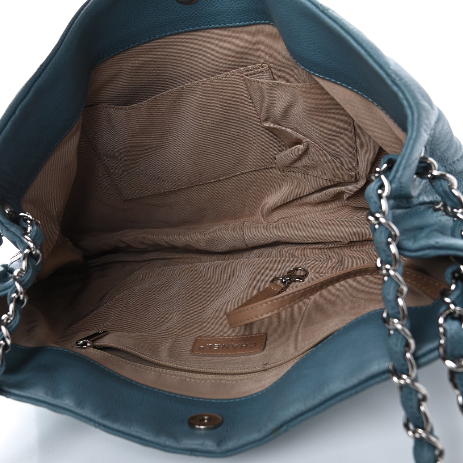 Chanel Caviar Quilted Expandable Zip Shoulder Bag Blue 4 of 5