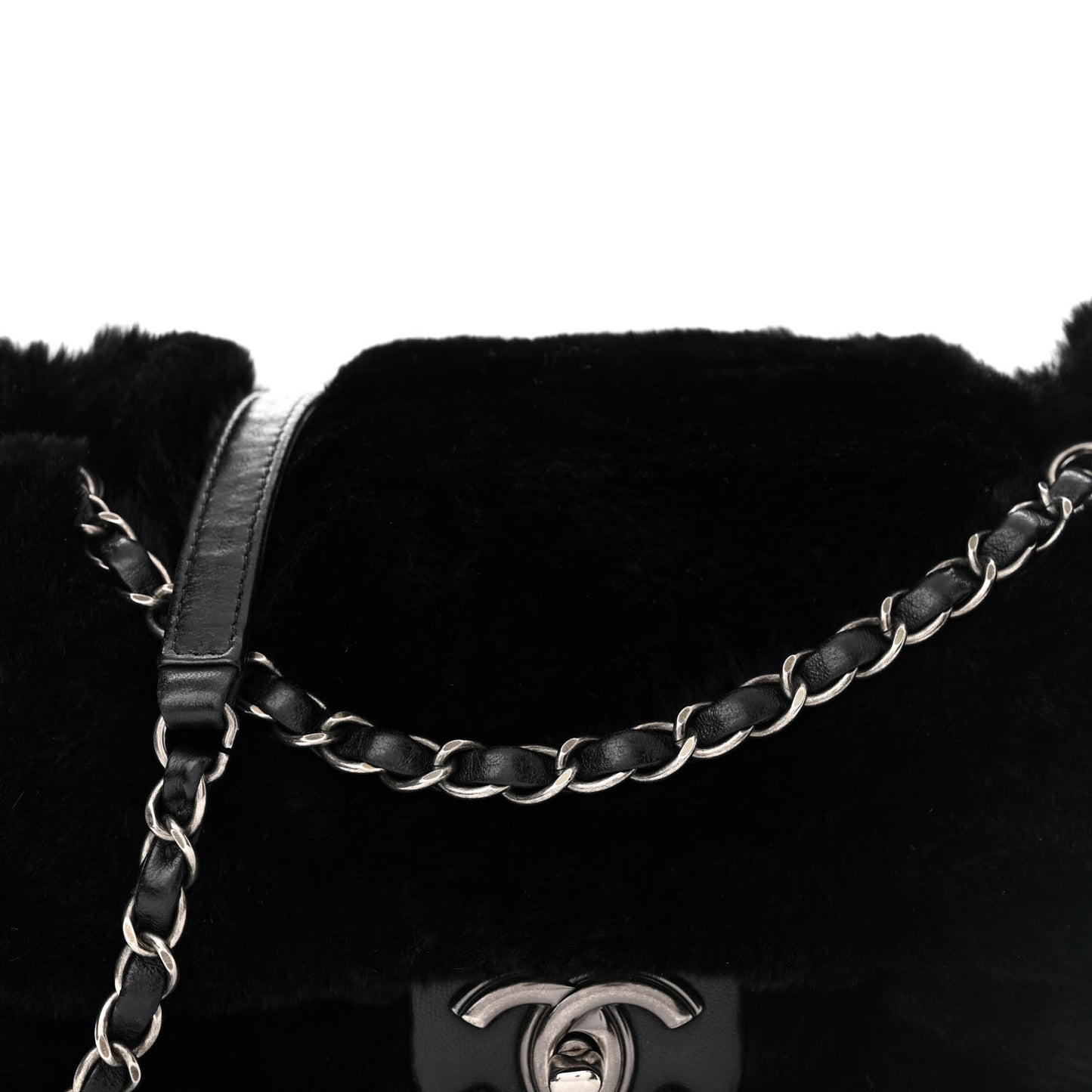Rabbit Fur Medium Single Flap Black