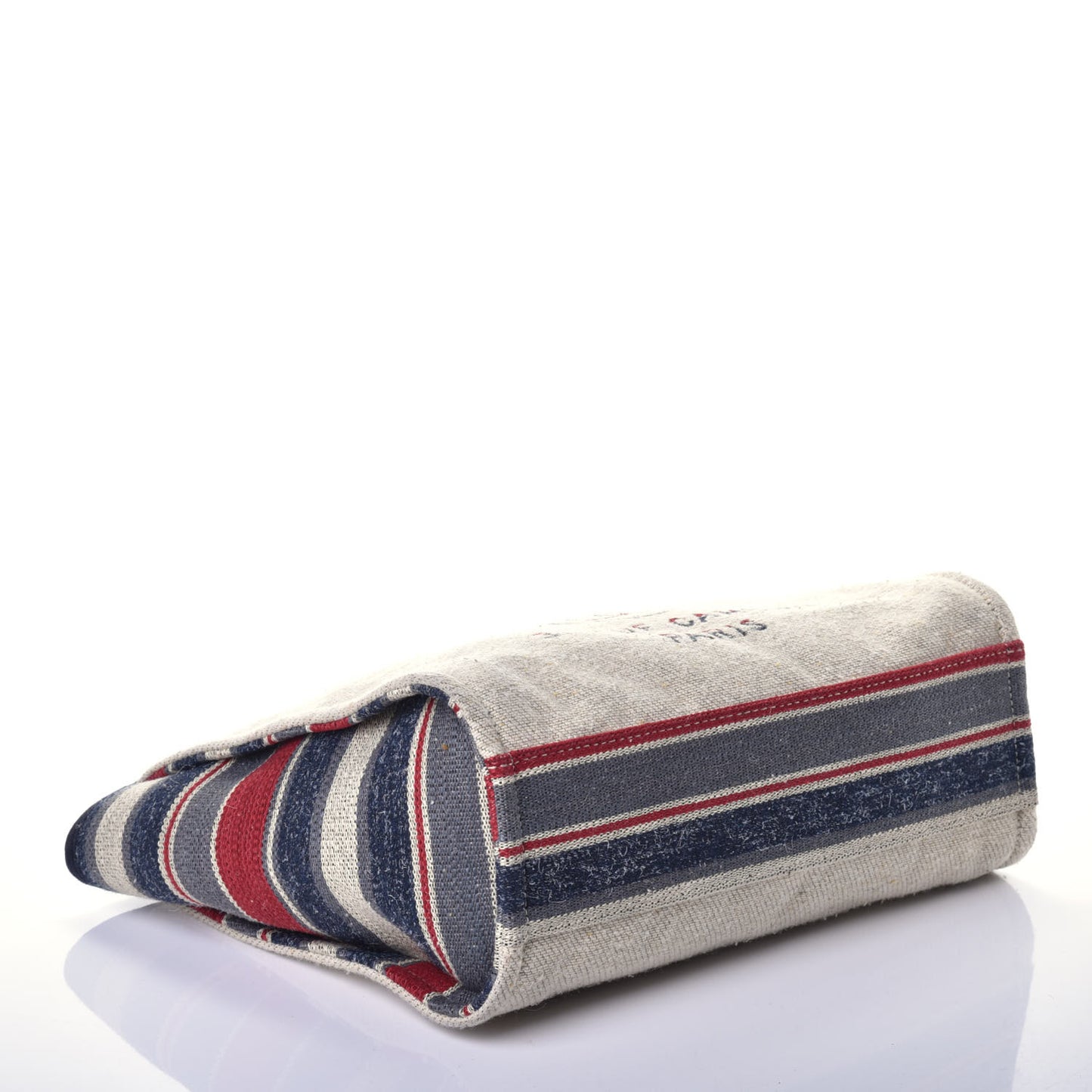 Striped Canvas Small Deauville Tote Beige