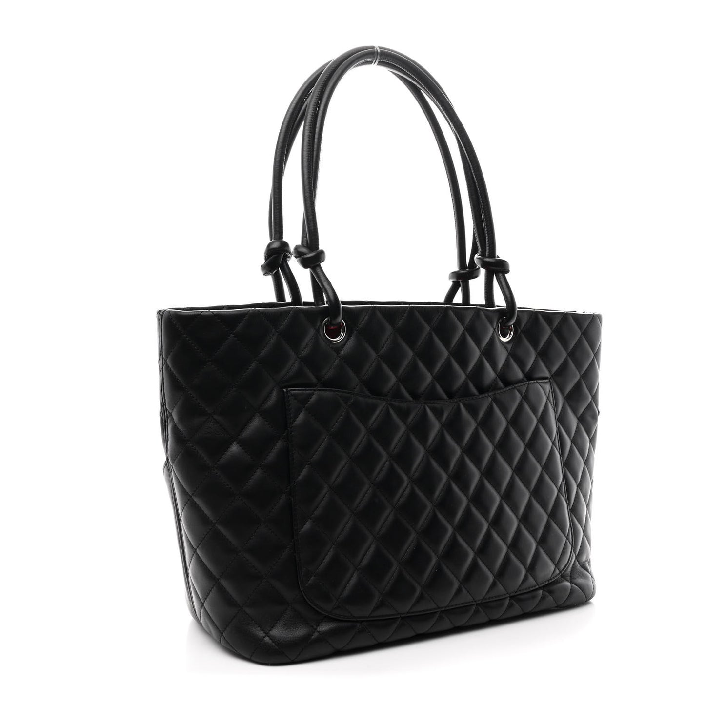 Calfskin Quilted Large Cambon Tote Black