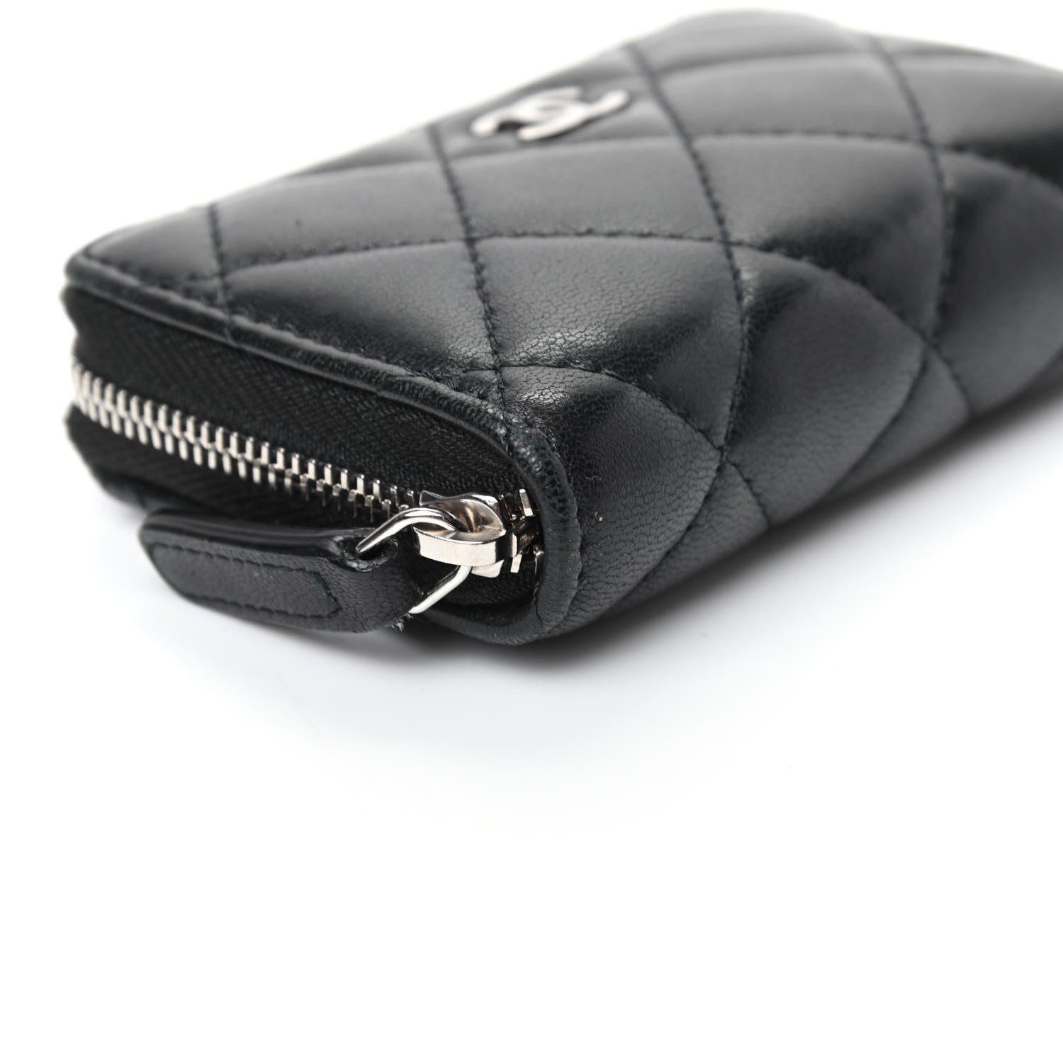 Chanel Lambskin Quilted Zip Coin Purse Black 8 of 9