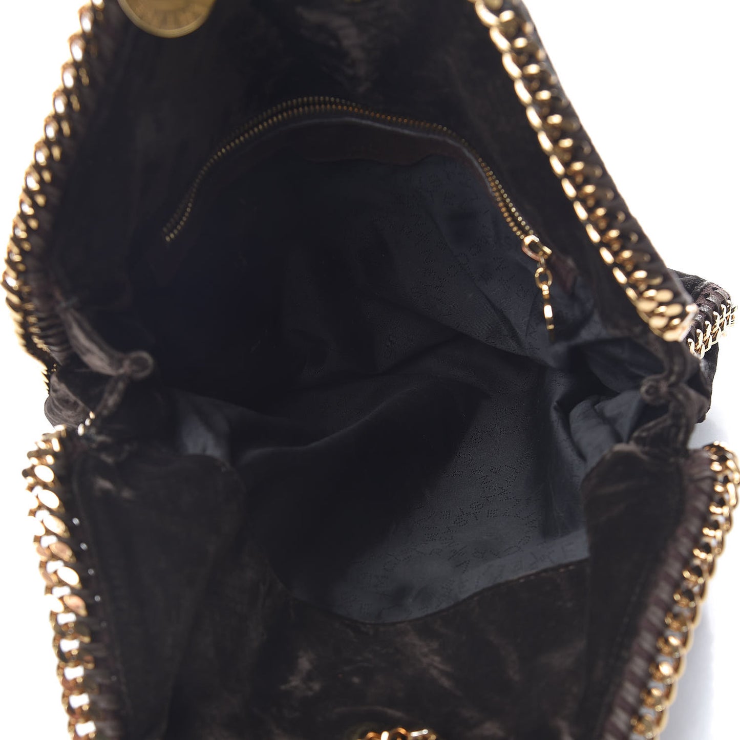 Metallic Snake Embossed Velvet Falabella Fold Over Tote Brown