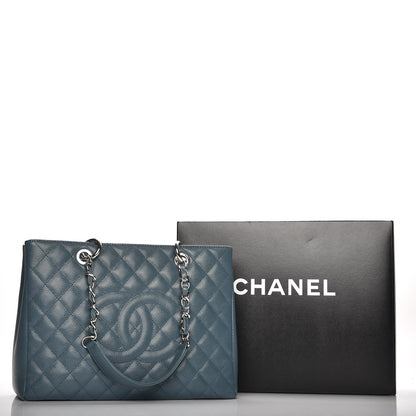 Chanel Caviar Quilted Grand Shopping Tote GST Blue 10 of 10