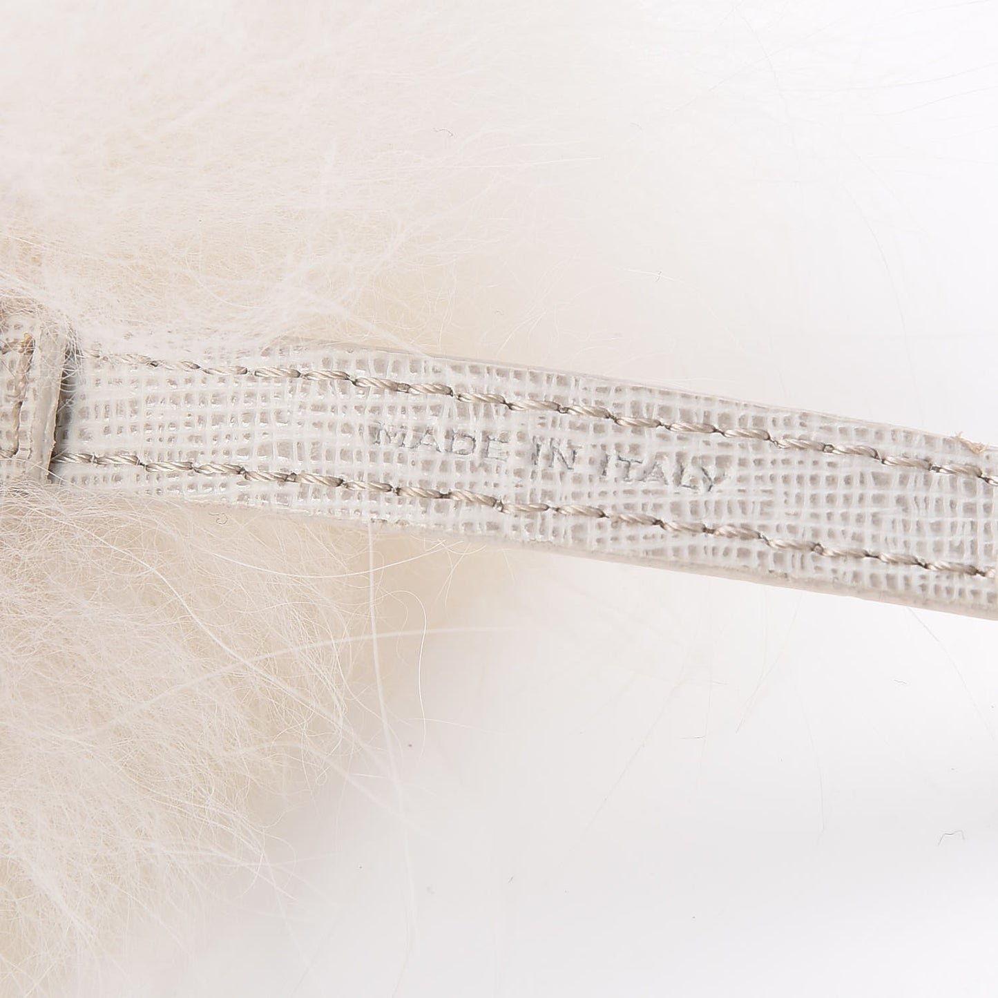 Fox Fur Pom Pom Bag Charm White