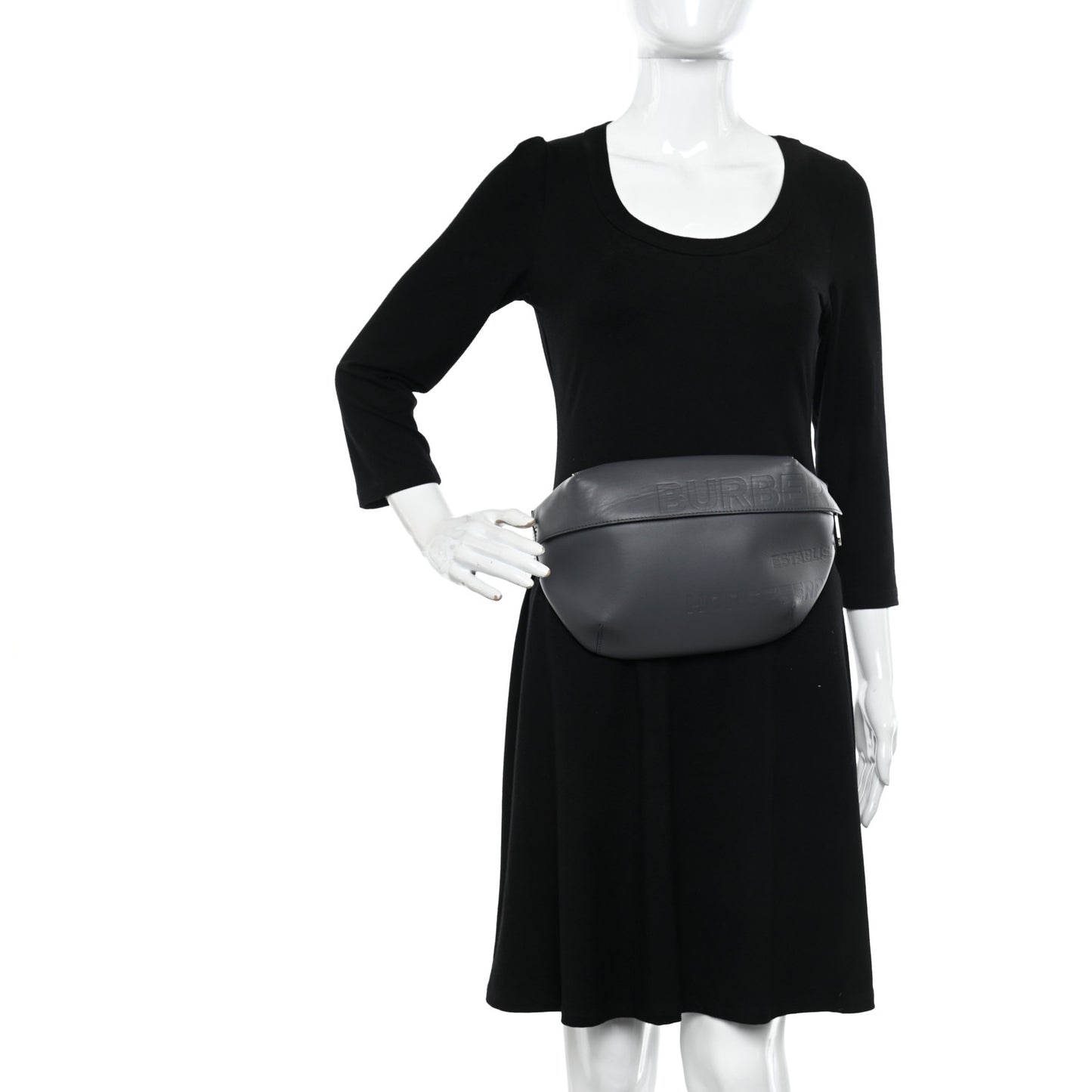 Calfskin Horseferry Print Medium Sonny Bum Bag Dark Ash Grey