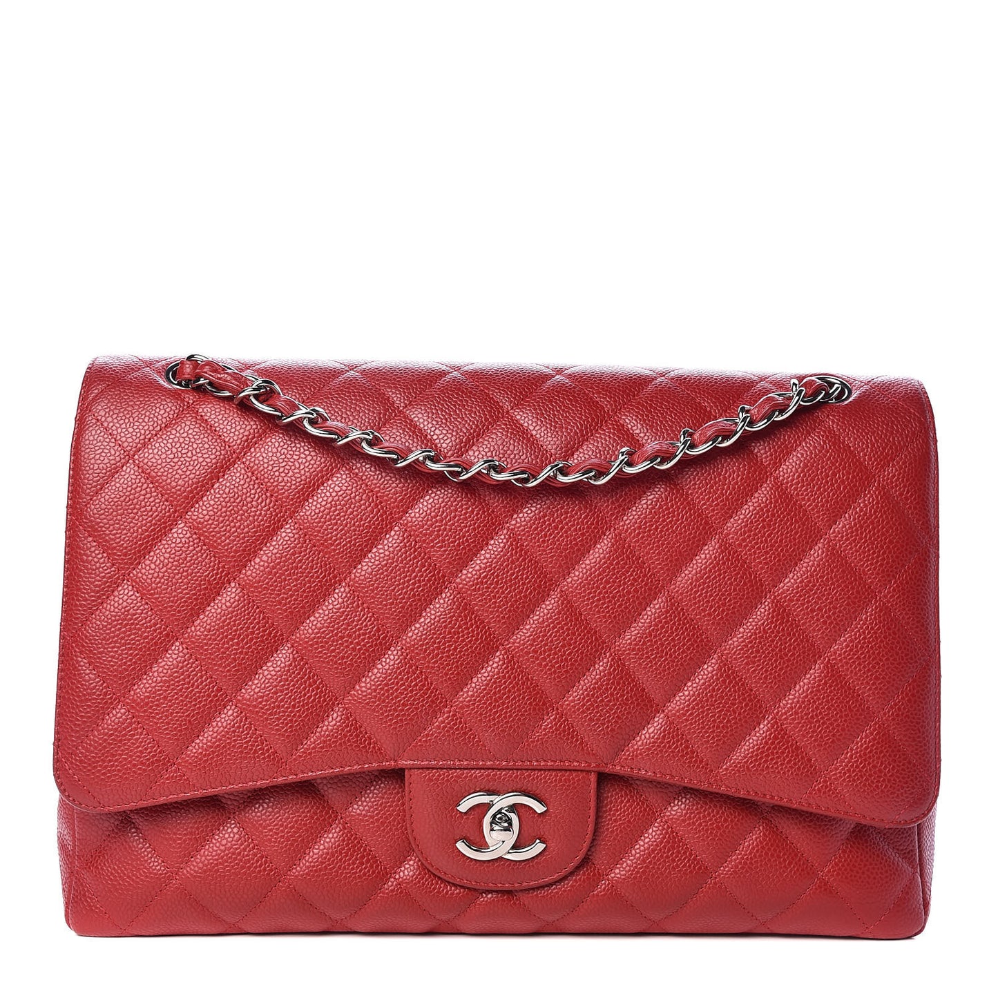 Caviar Quilted Maxi Single Flap Red