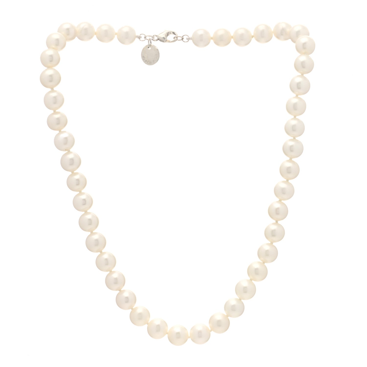 Tiffany Sterling Silver Freshwater Cultured Pearl 8-9mm Ziegfeld Necklace 3 of 7