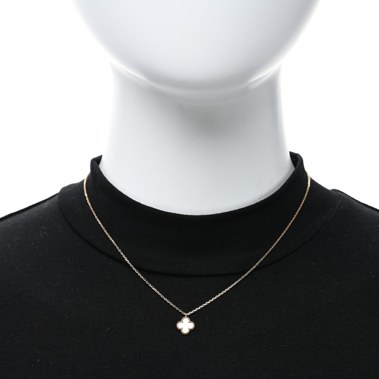 Van Cleef & Arpels 18K Yellow Gold Mother of Pearl Sweet Alhambra Pendant Necklace 2 of 5