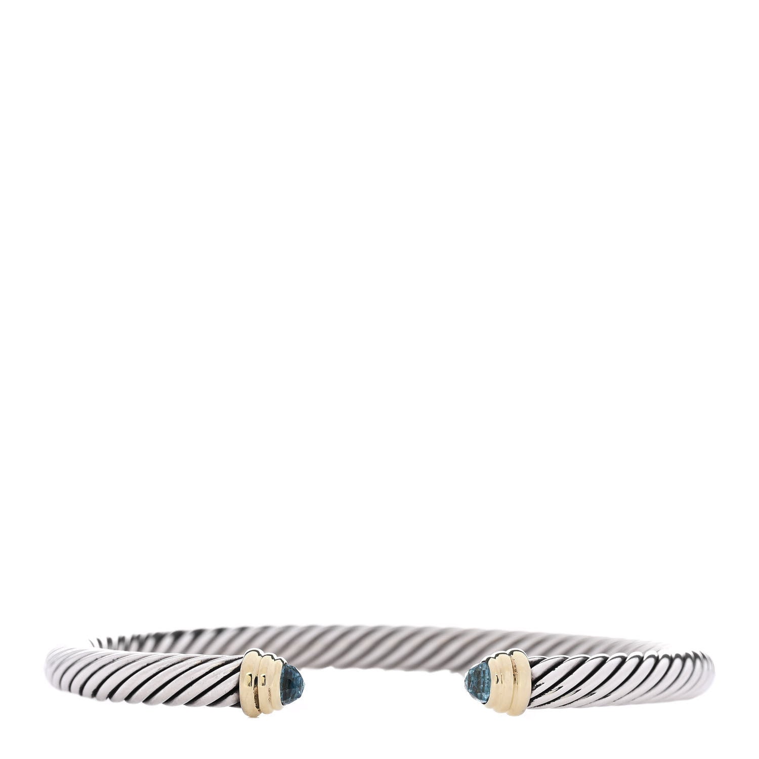 David Yurman Sterling Silver 14K Yellow Gold Blue Topaz 5mm Cable Classics Petite Color Bracelet 1 of 4