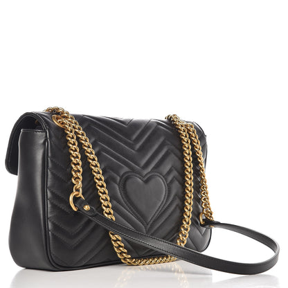 Gucci Calfskin Matelasse Medium GG Marmont Shoulder Bag Black 4 of 8