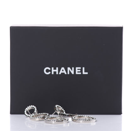 Chanel Crystal CC Triple Drop Earrings Silver 5 of 5
