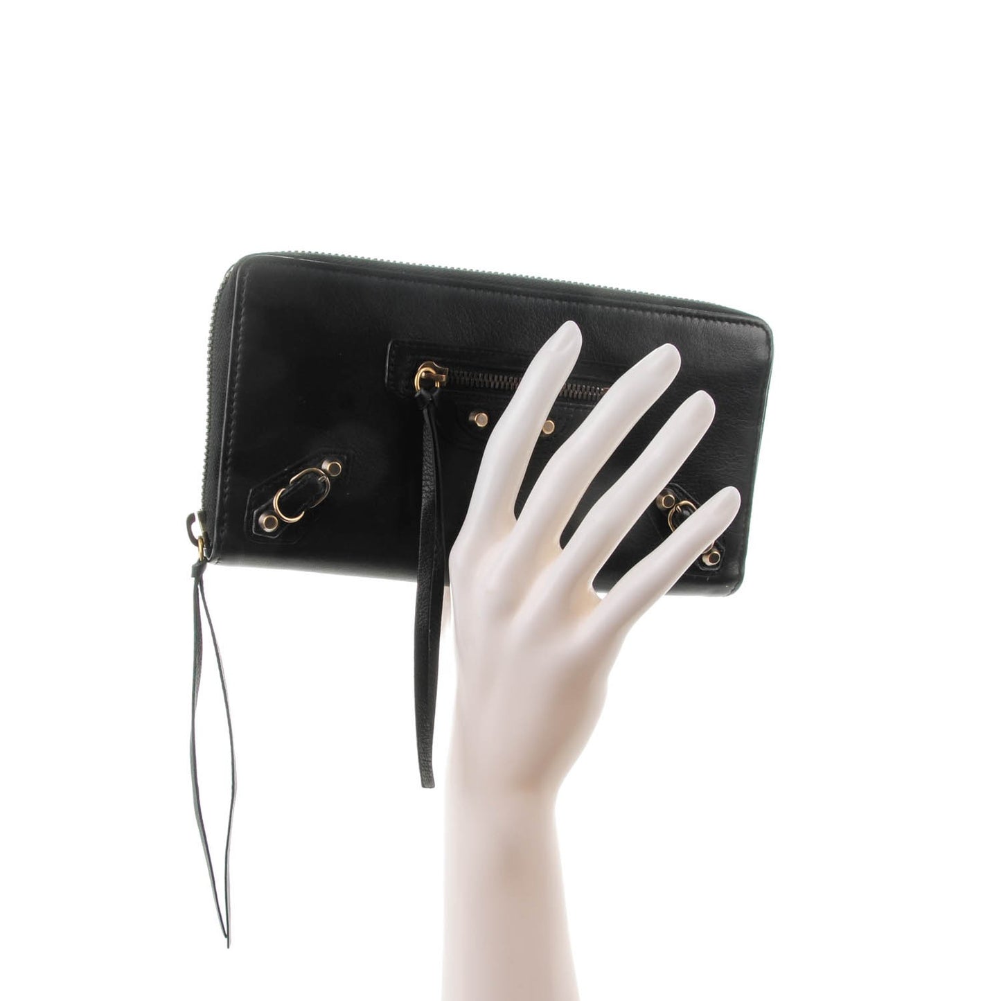 Calfskin Papier Continental Zip Around Wallet Black